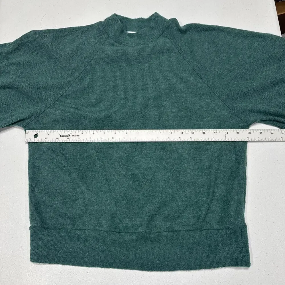 Cherish Knit Sweatshirt Top Long Ballon Sleeve Pullover Womens Size S Green